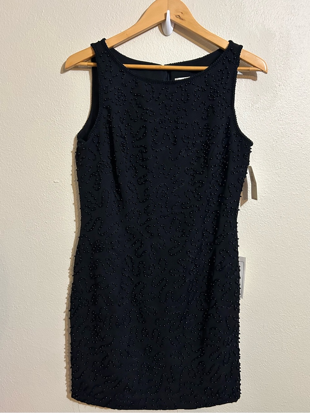 Marie St. Claire Sleeveless Black Beaded Sheath Dress Size 10 Vintage